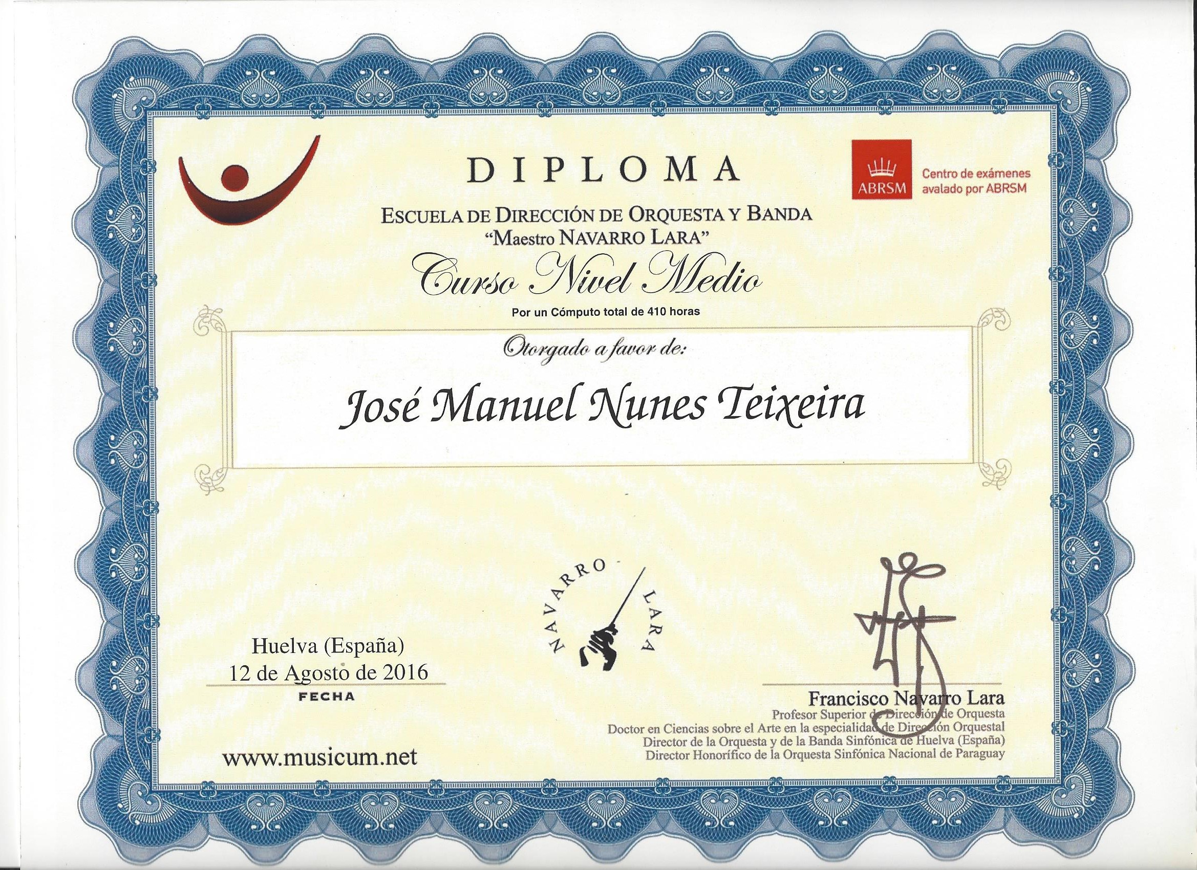 DIPLOMA NIVEL Medio José Manuel Nunes Teixeira